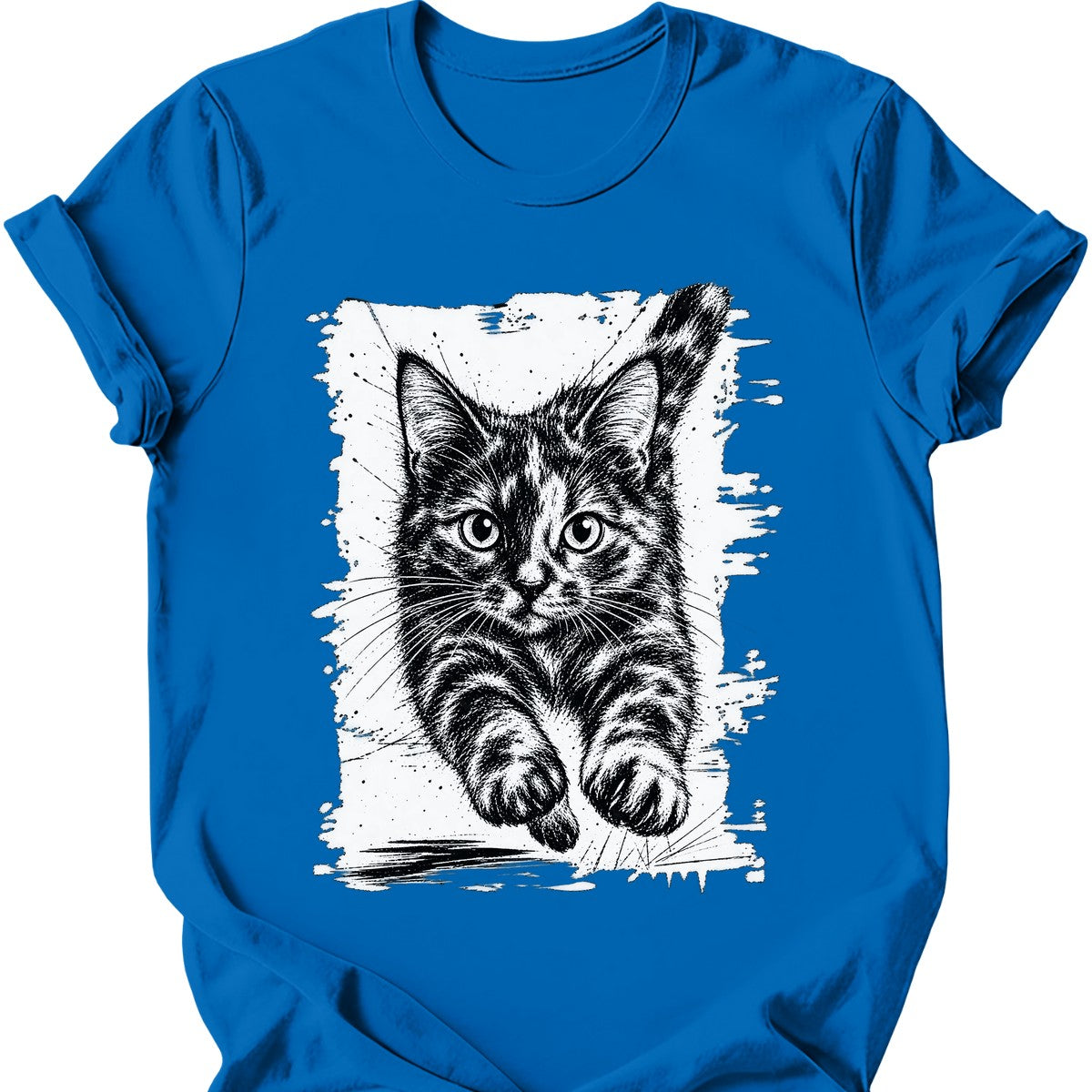Running Cat — Tortoiseshell Cat T-Shirt — Royal