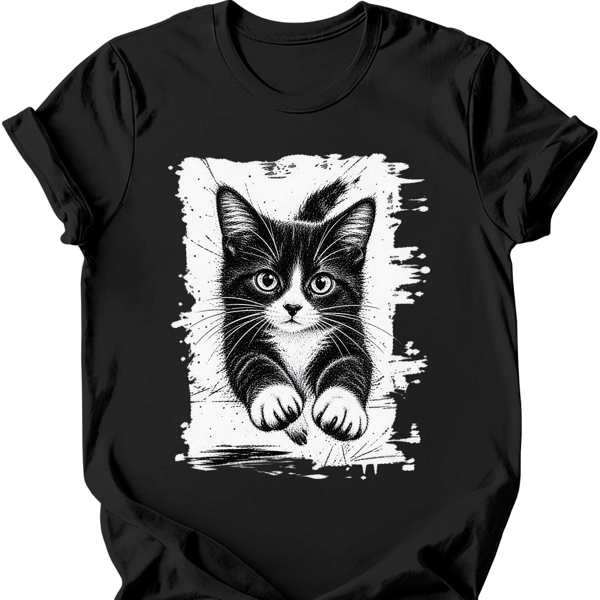 Running Cat — Tuxedo Cat T-Shirt — Black