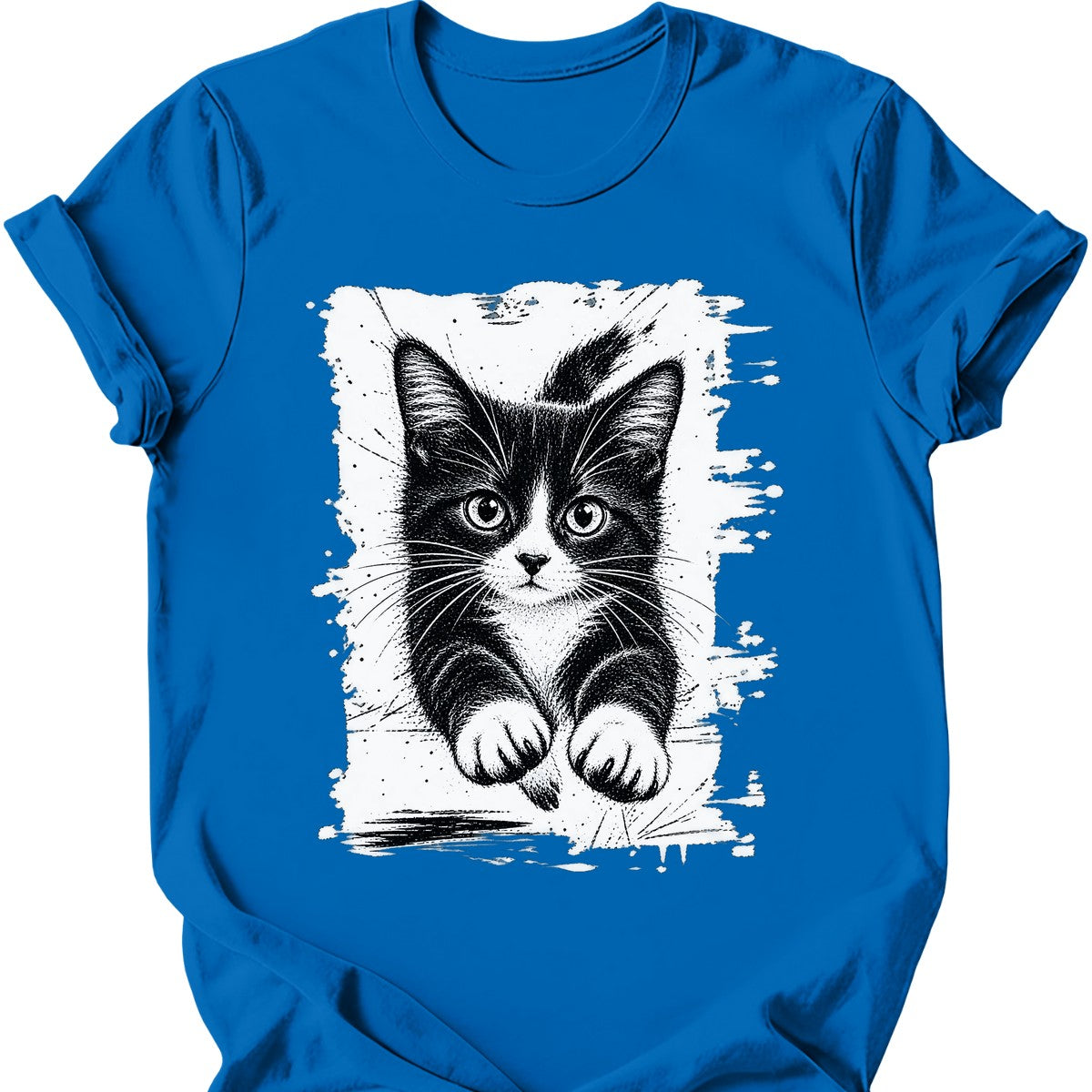 Running Cat — Tuxedo Cat T-Shirt — Royal