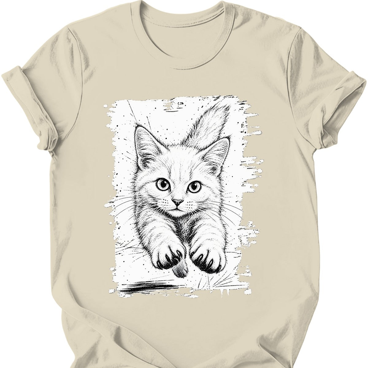 Running Cat — White Cat T-Shirt — Natural