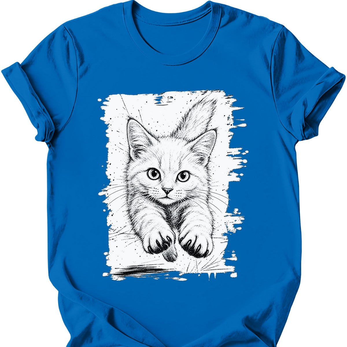 Running Cat — White Cat T-Shirt — Royal
