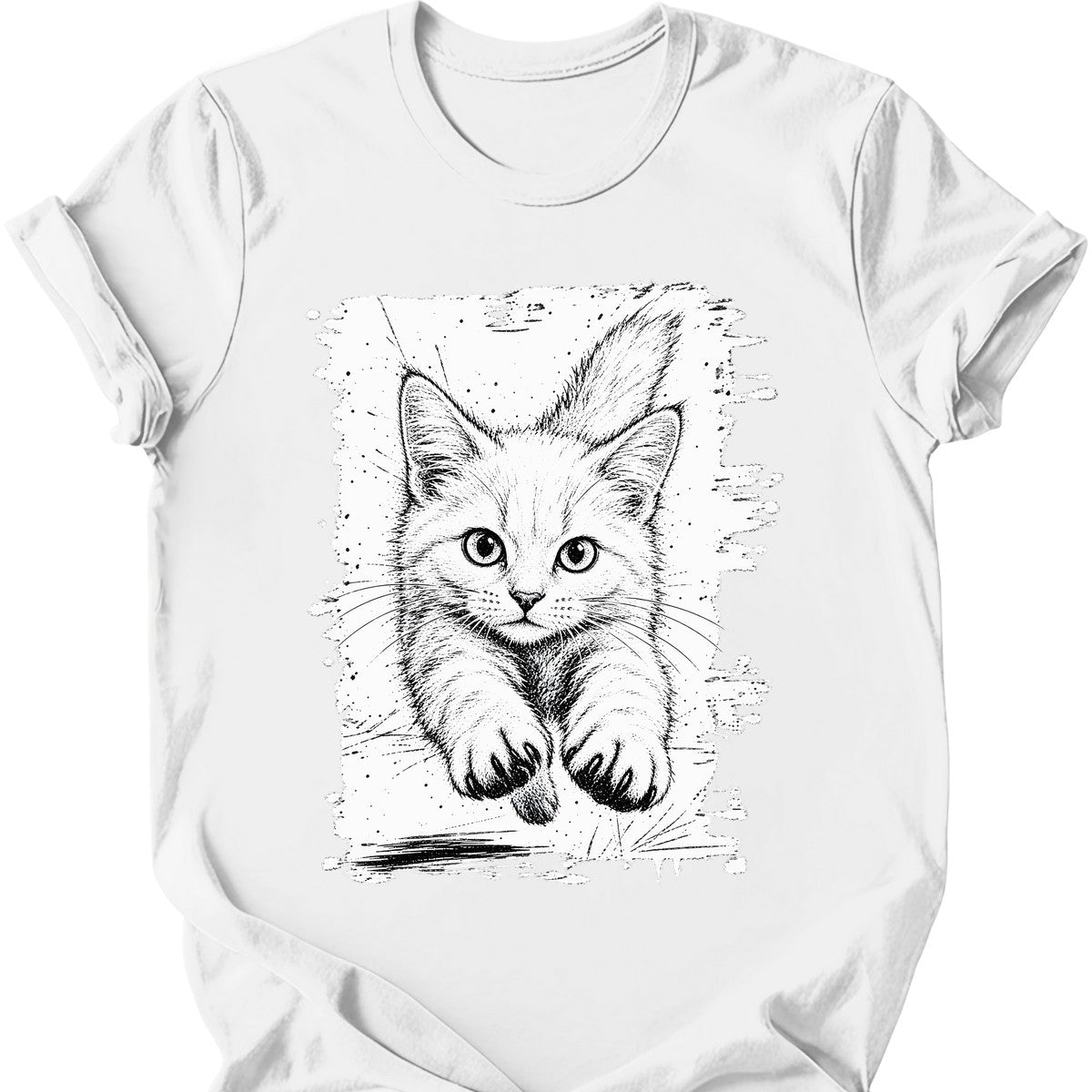Running Cat — White Cat T-Shirt — White