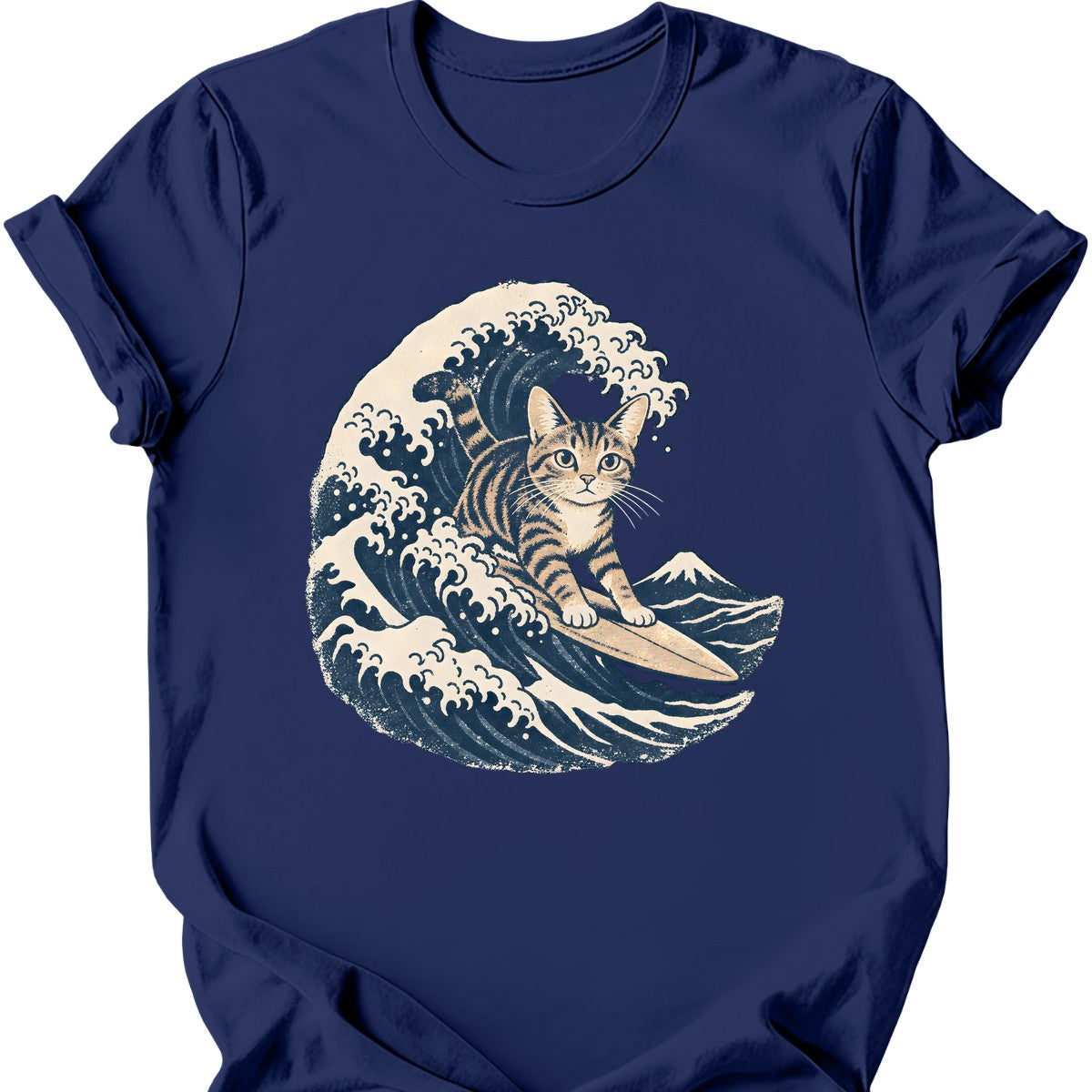 Great Wave Cat T-Shirt — Navy