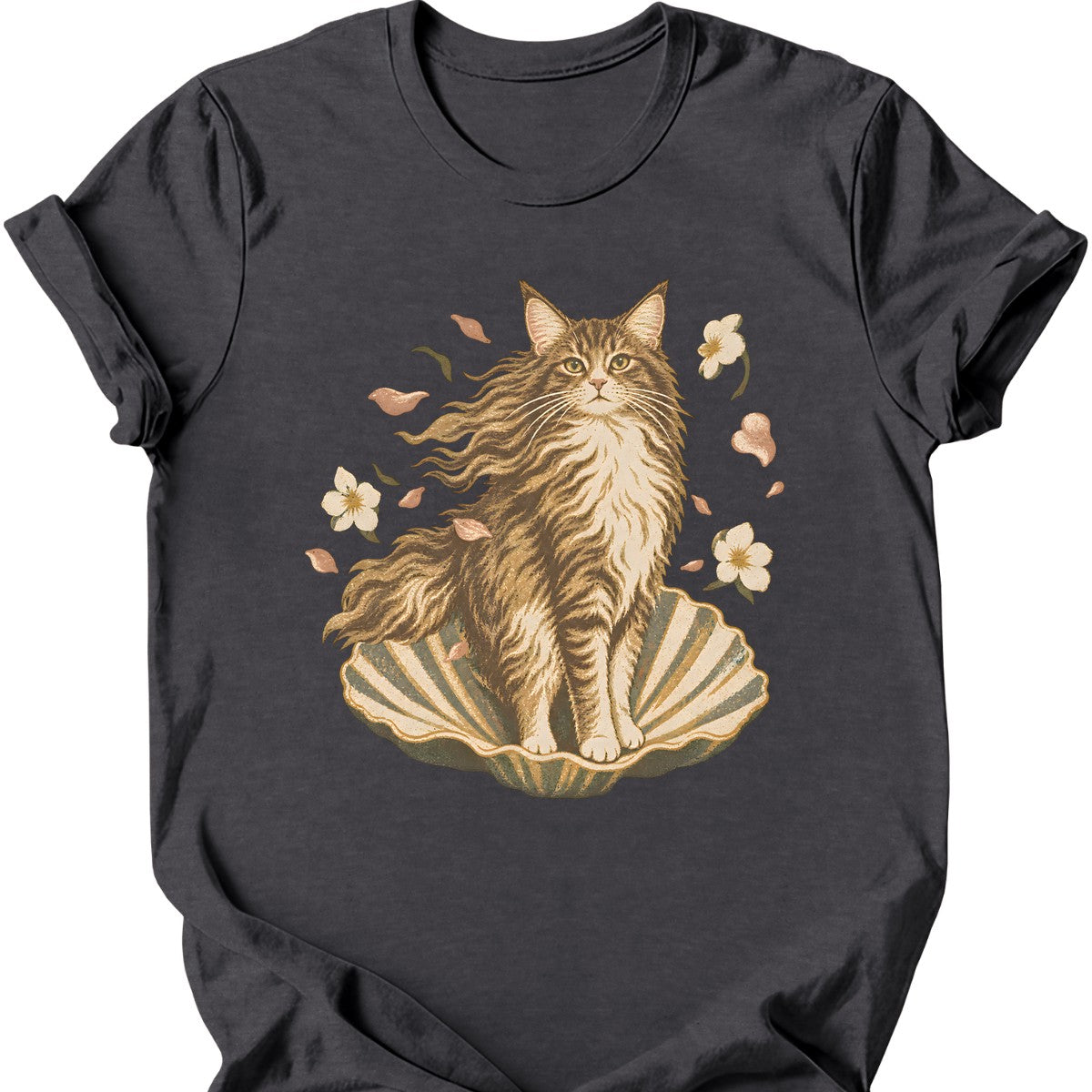 Birth of Venus Cat T-Shirt — Dark Heather
