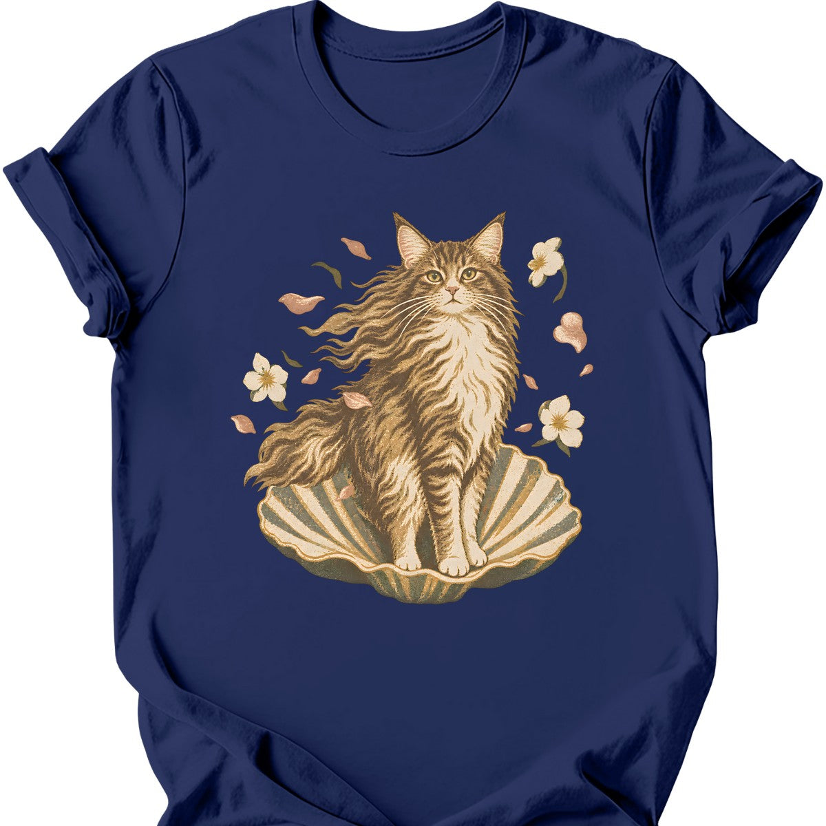 Birth of Venus Cat T-Shirt — Navy