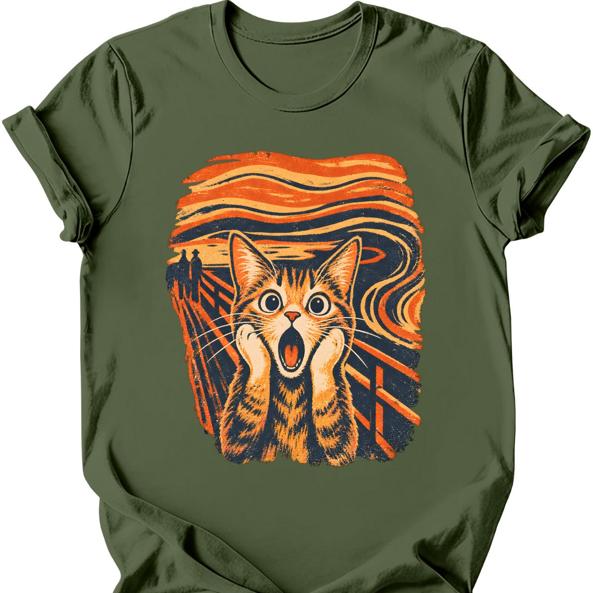 The Scream Cat T-Shirt — Military Green
