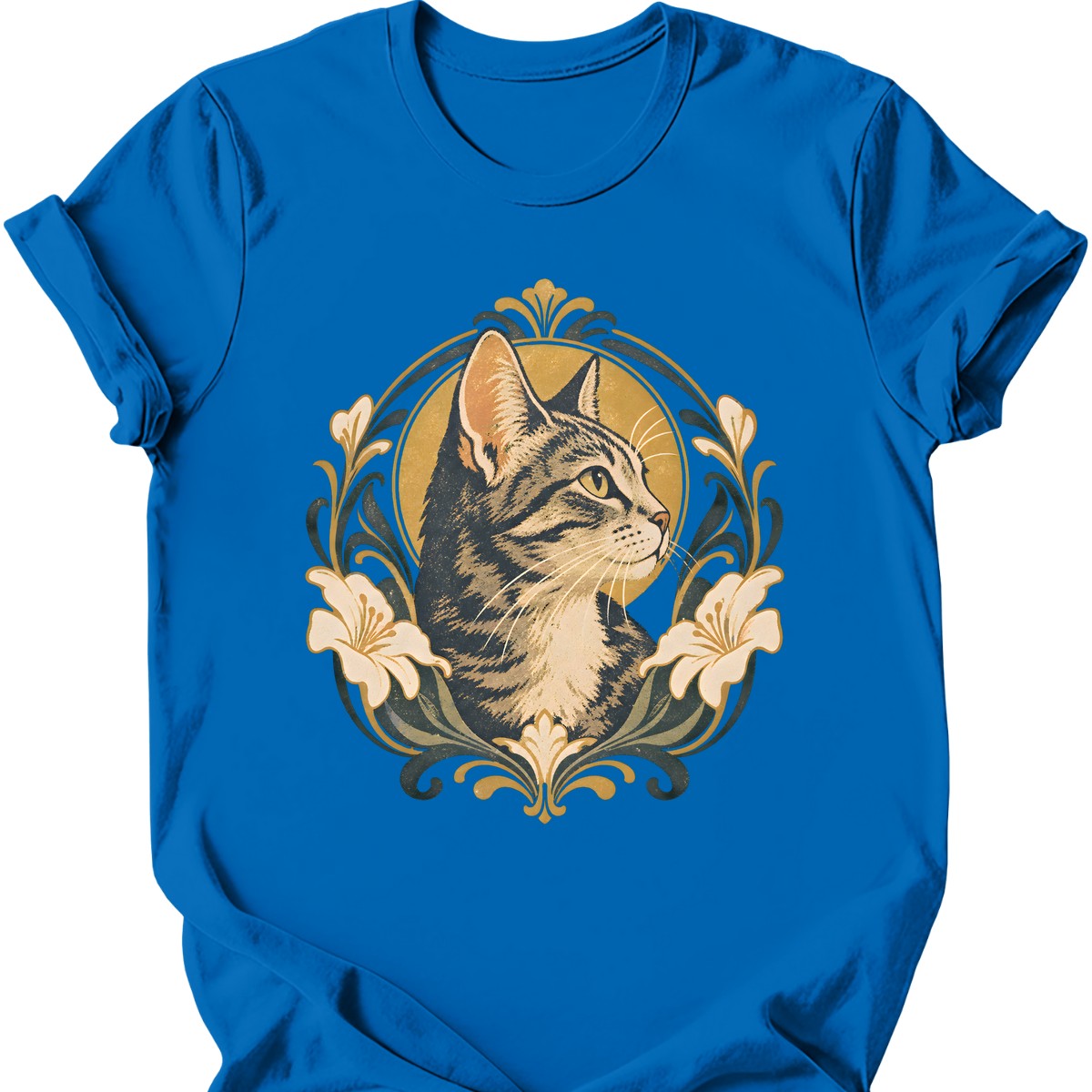 Art Nouveau Cat T-Shirt — Royal