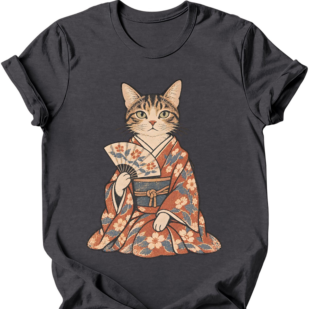 Kimono Cat T-Shirt — Dark Heather