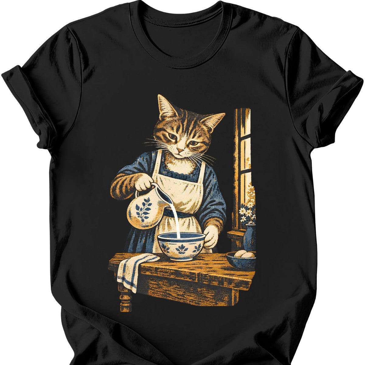 Milkmaid Cat T-Shirt — Black