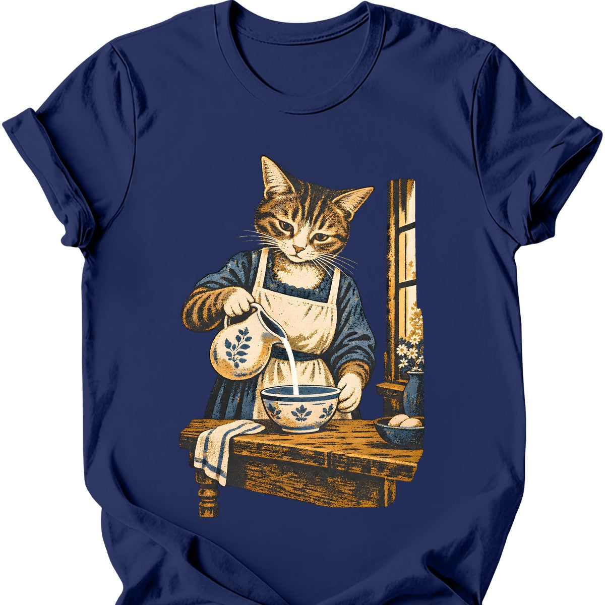 Milkmaid Cat T-Shirt — Navy