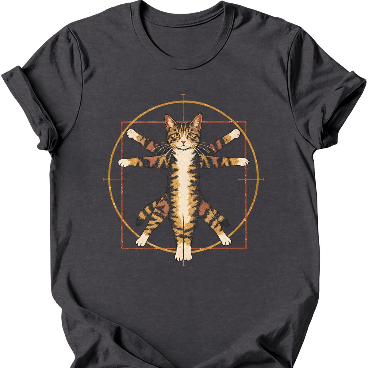 Vitruvian Cat T-Shirt — Dark Heather