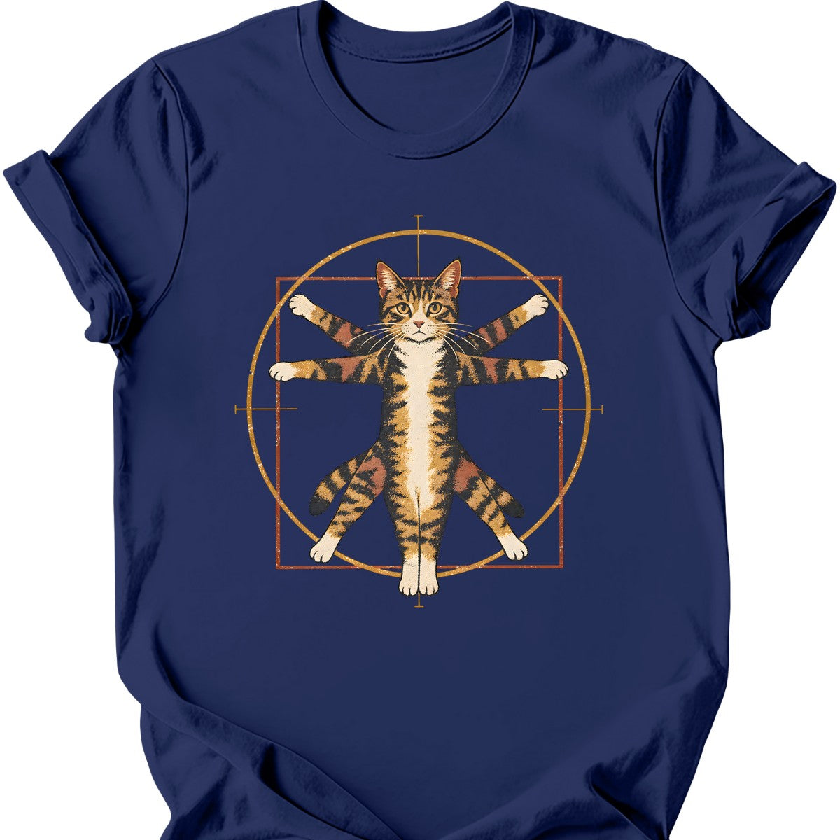 Vitruvian Cat T-Shirt — Navy