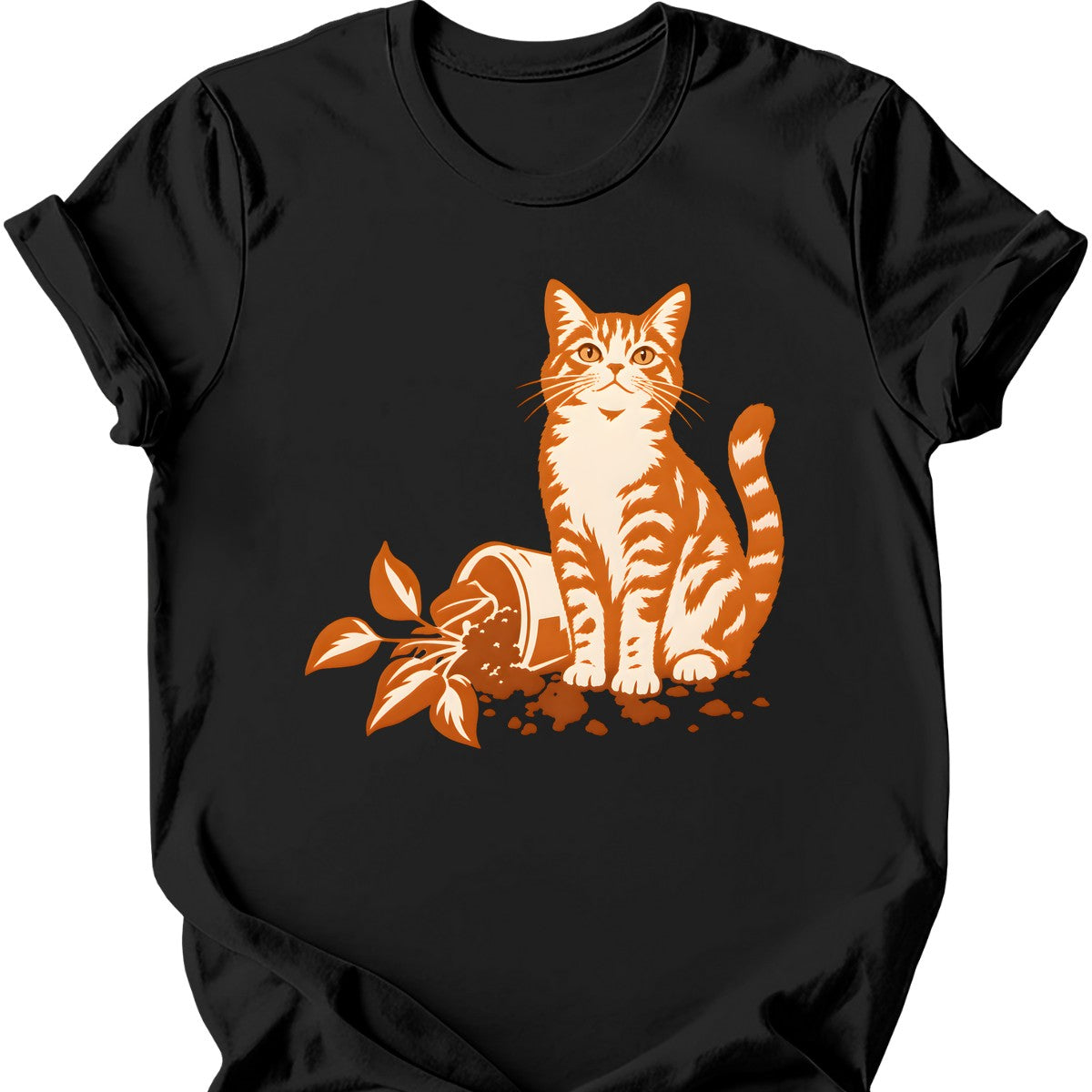 Orange Cat Chaos T-Shirt — Black