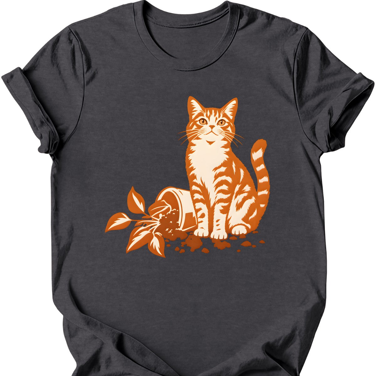 Orange Cat Chaos T-Shirt — Dark Heather