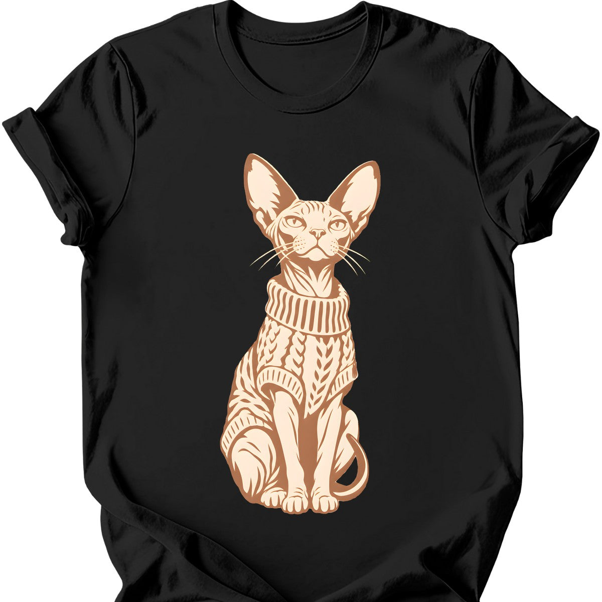 Sphynx in a Sweater T-Shirt — Black