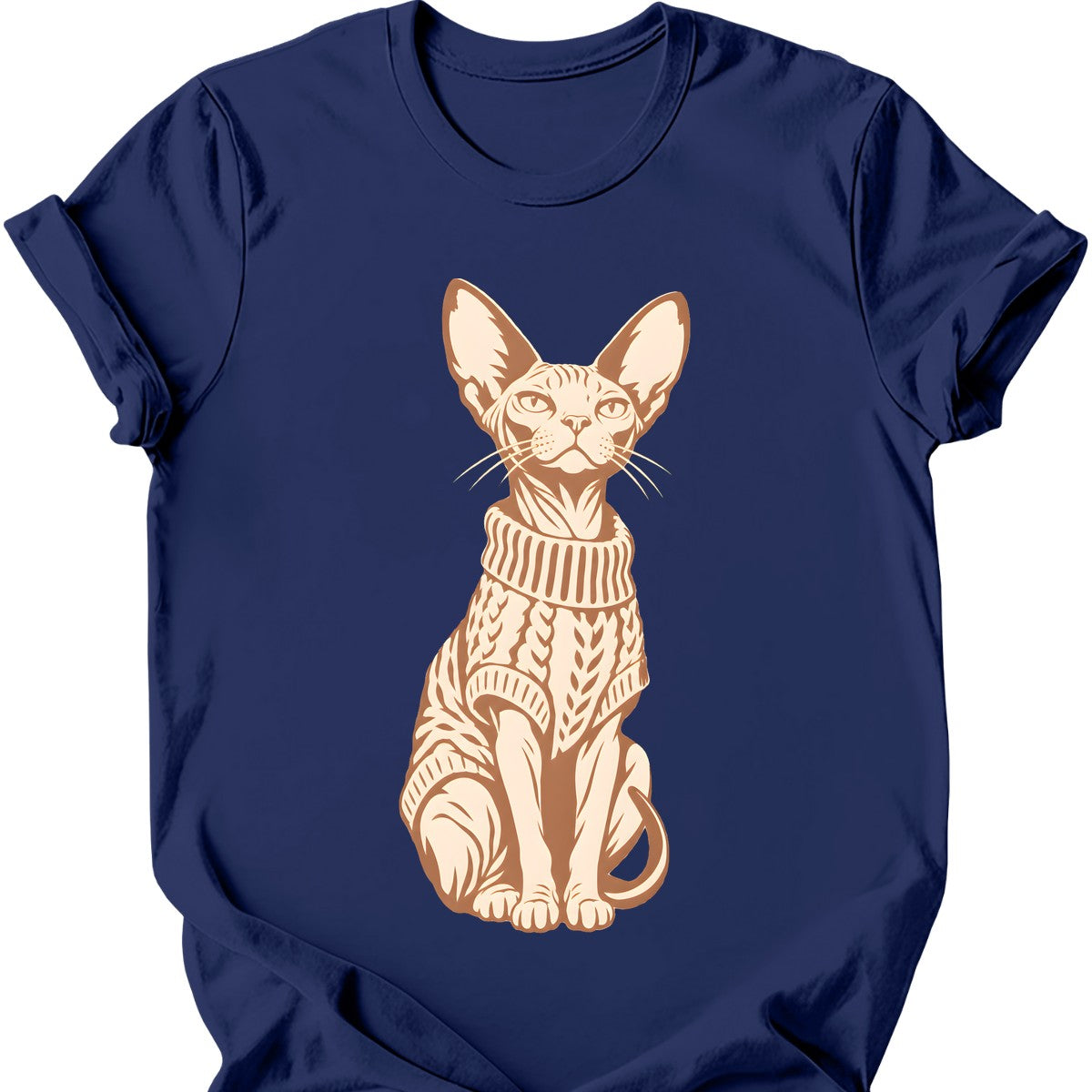 Sphynx in a Sweater T-Shirt — Navy