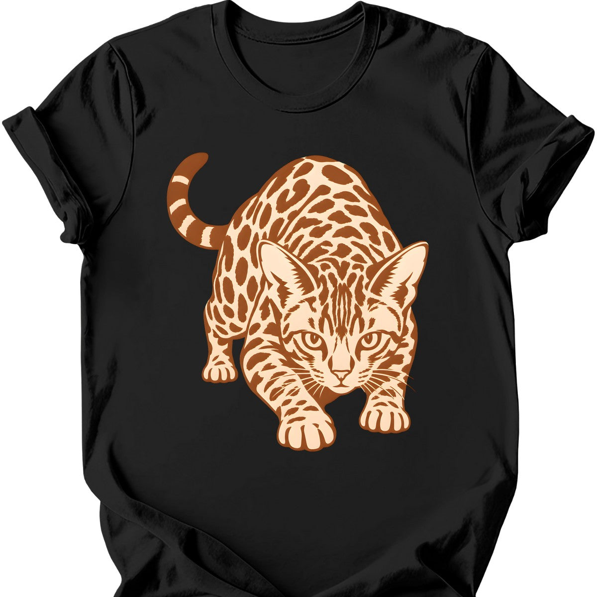 Stalking Bengal Cat T-Shirt — Black