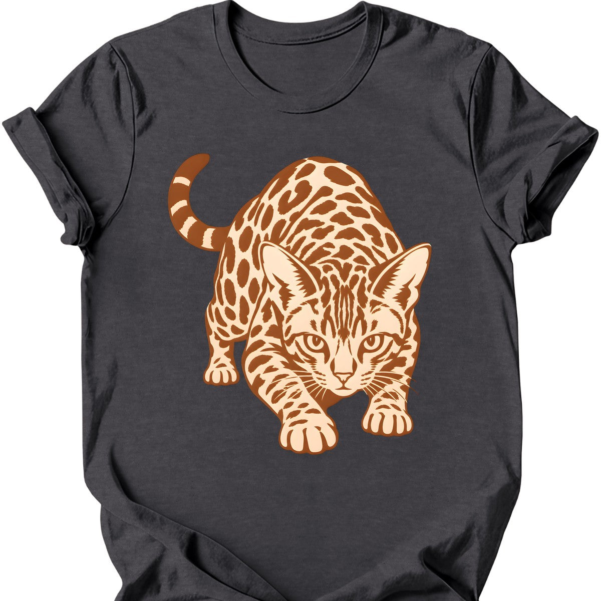 Stalking Bengal Cat T-Shirt — Dark Heather