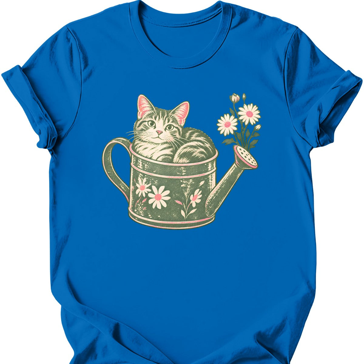 Watering Can Cat T-Shirt — Royal