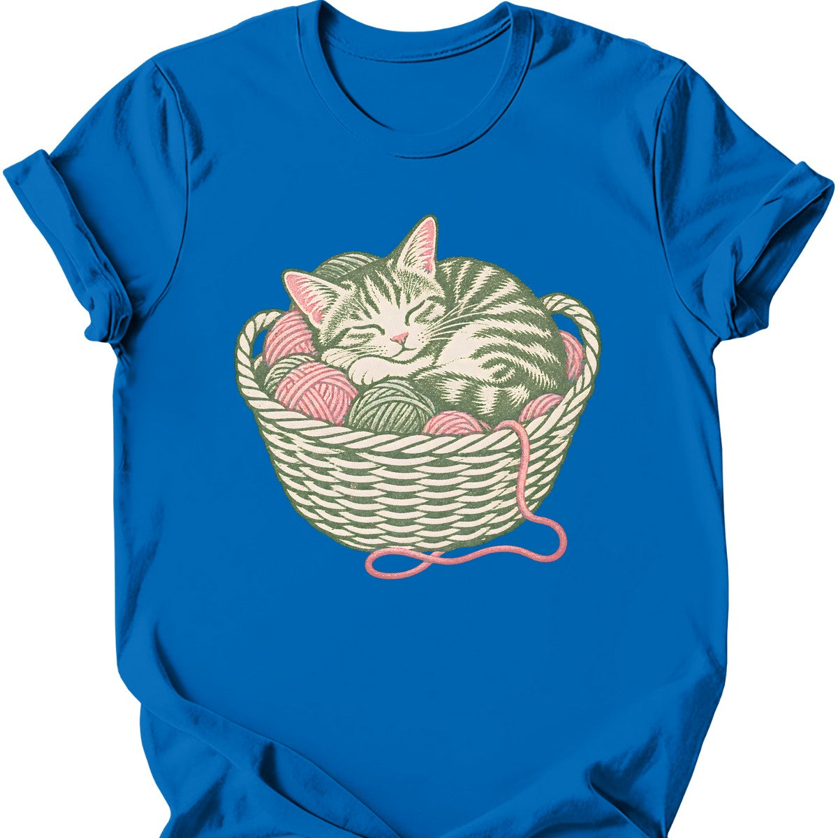 Yarn Basket Cat T-Shirt — Royal