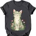 Daisy Crown Cat T-Shirt — Dark Heather