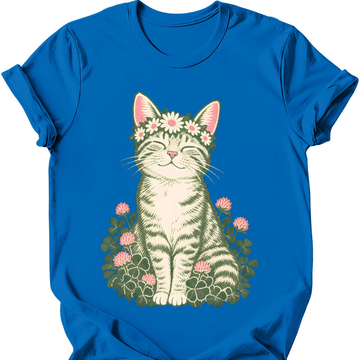 Daisy Crown Cat T-Shirt — Royal