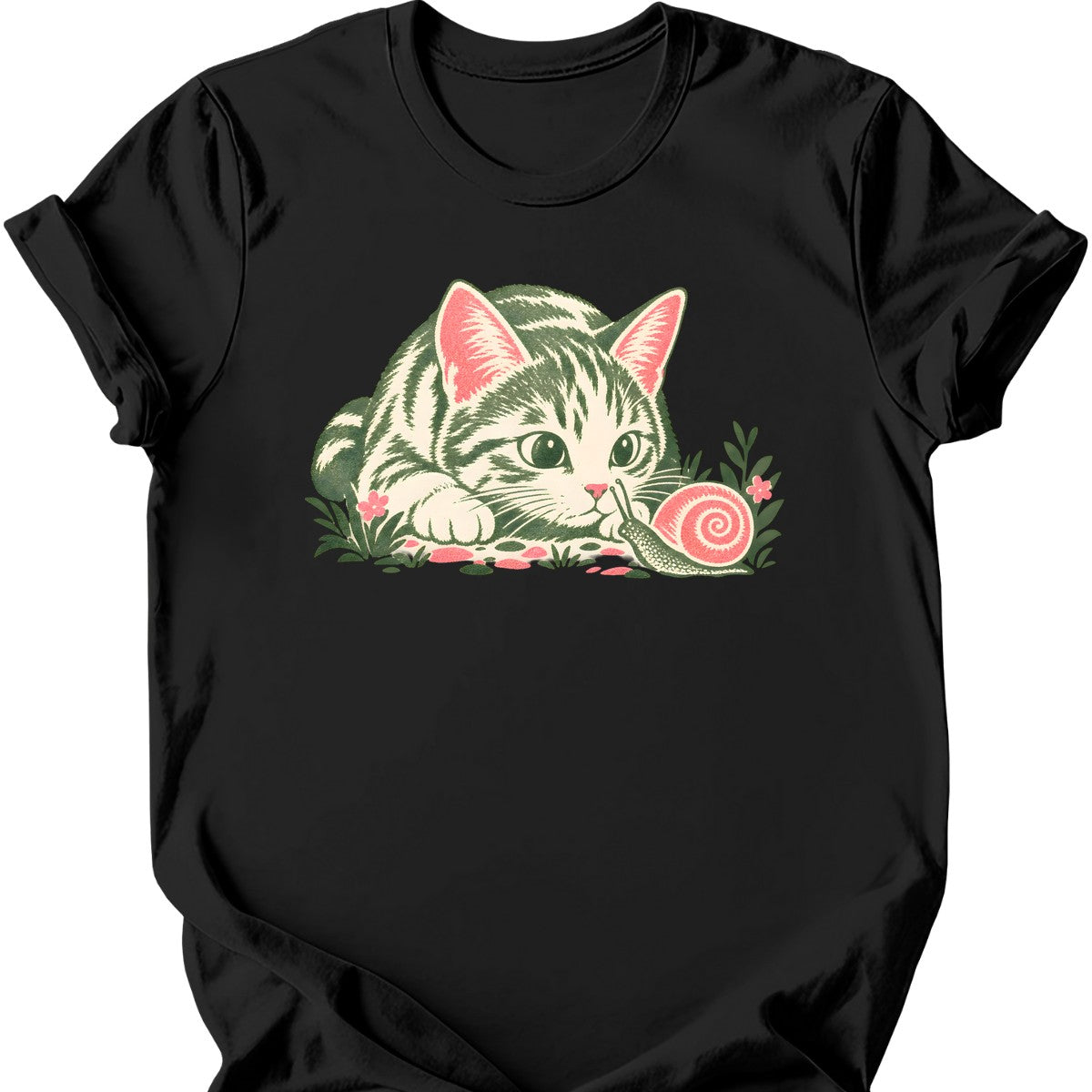 Cat and Snail T-Shirt — Black