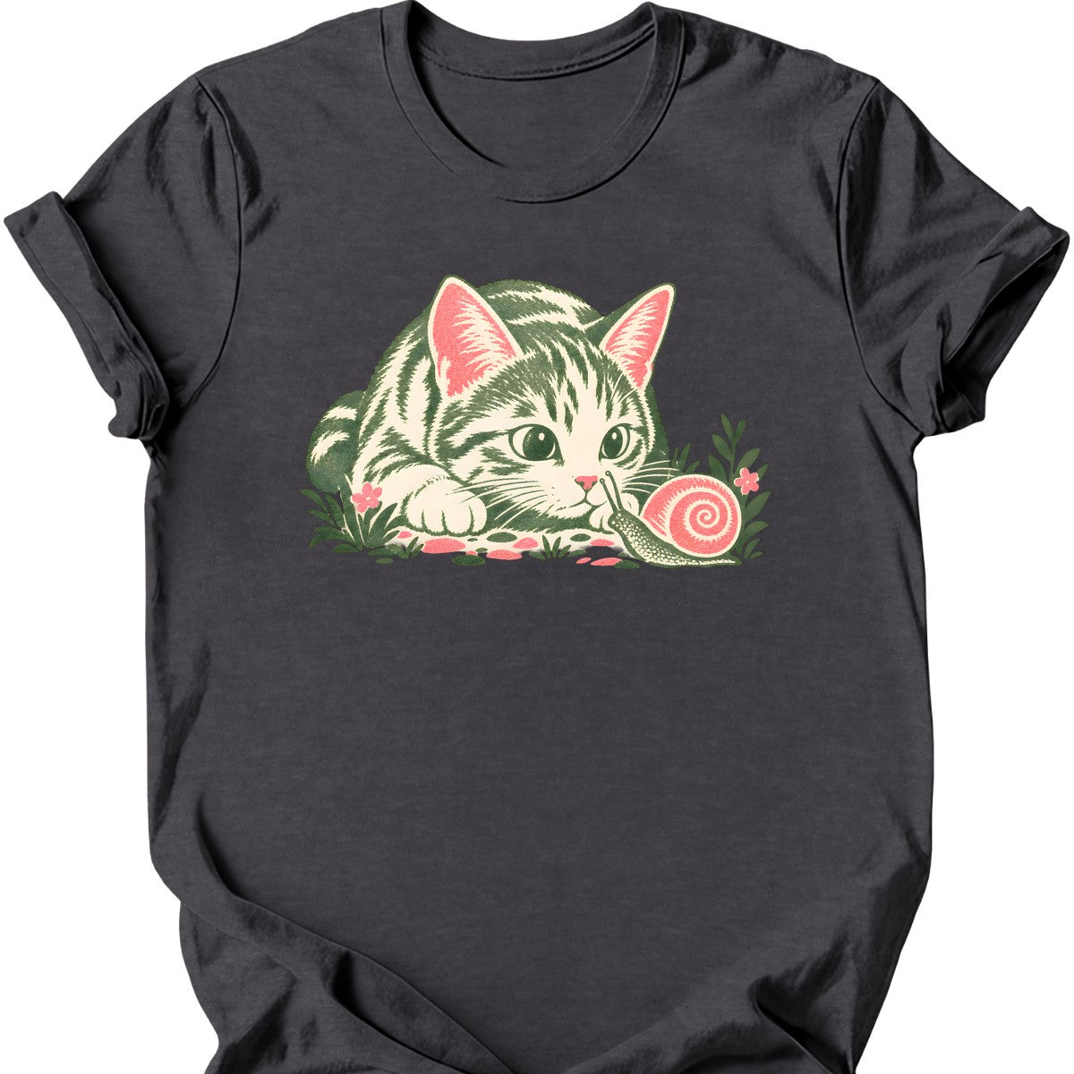Cat and Snail T-Shirt — Dark Heather