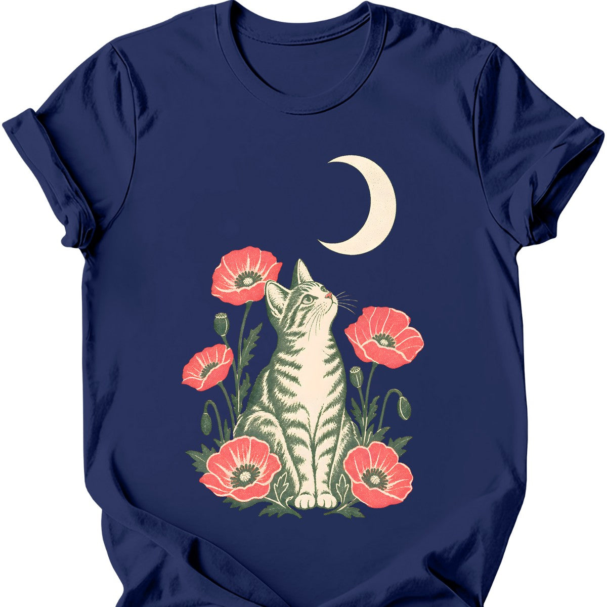 Poppy Moon Cat T-Shirt — Navy