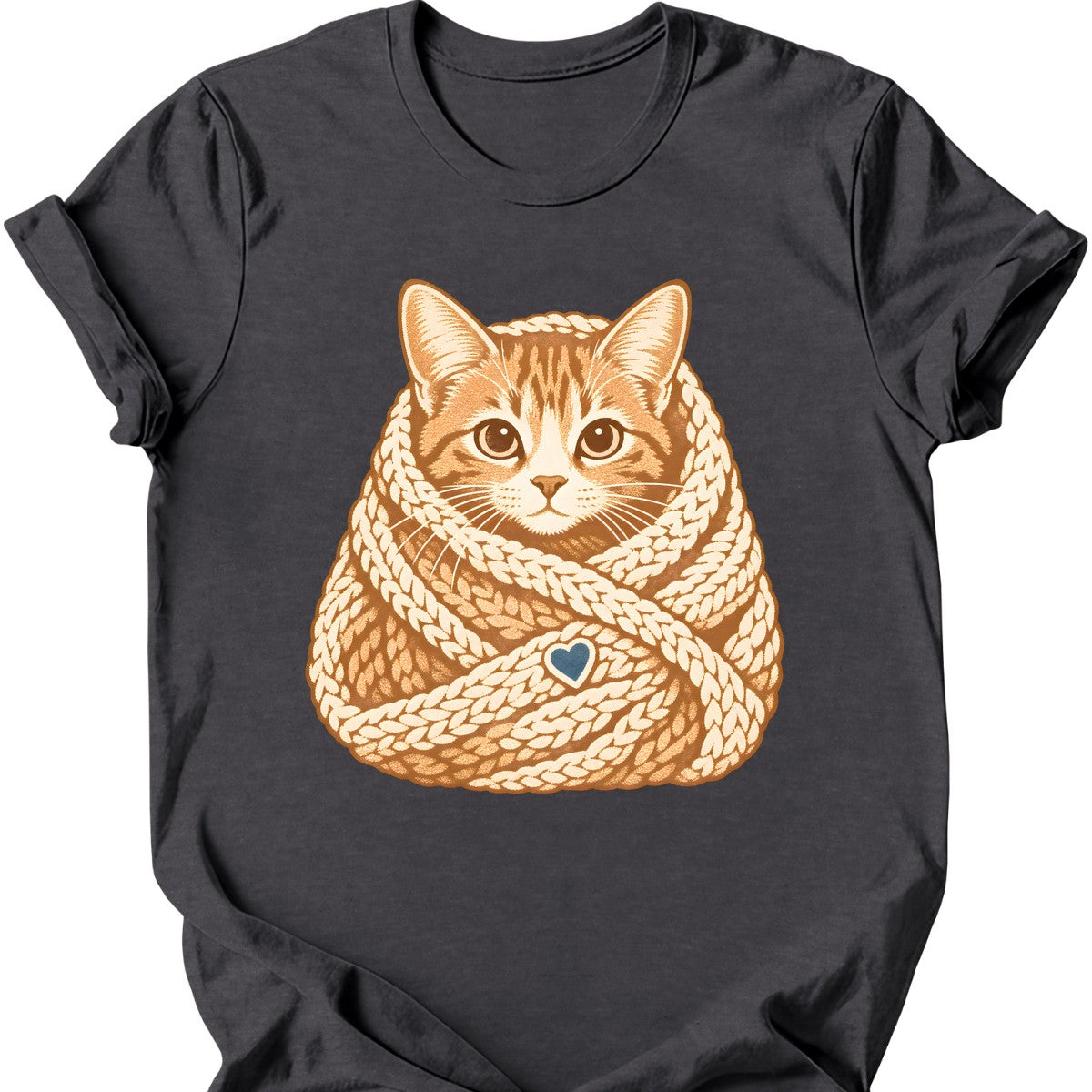 Blanket Burrito Cat T-Shirt — Dark Heather