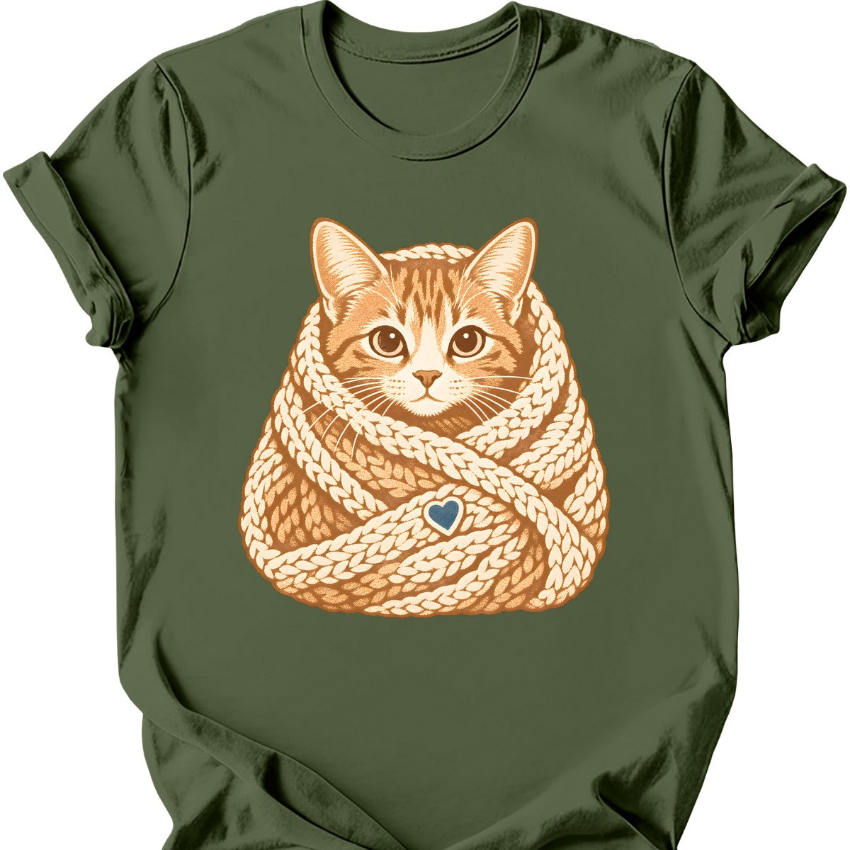 Blanket Burrito Cat T-Shirt — Military Green