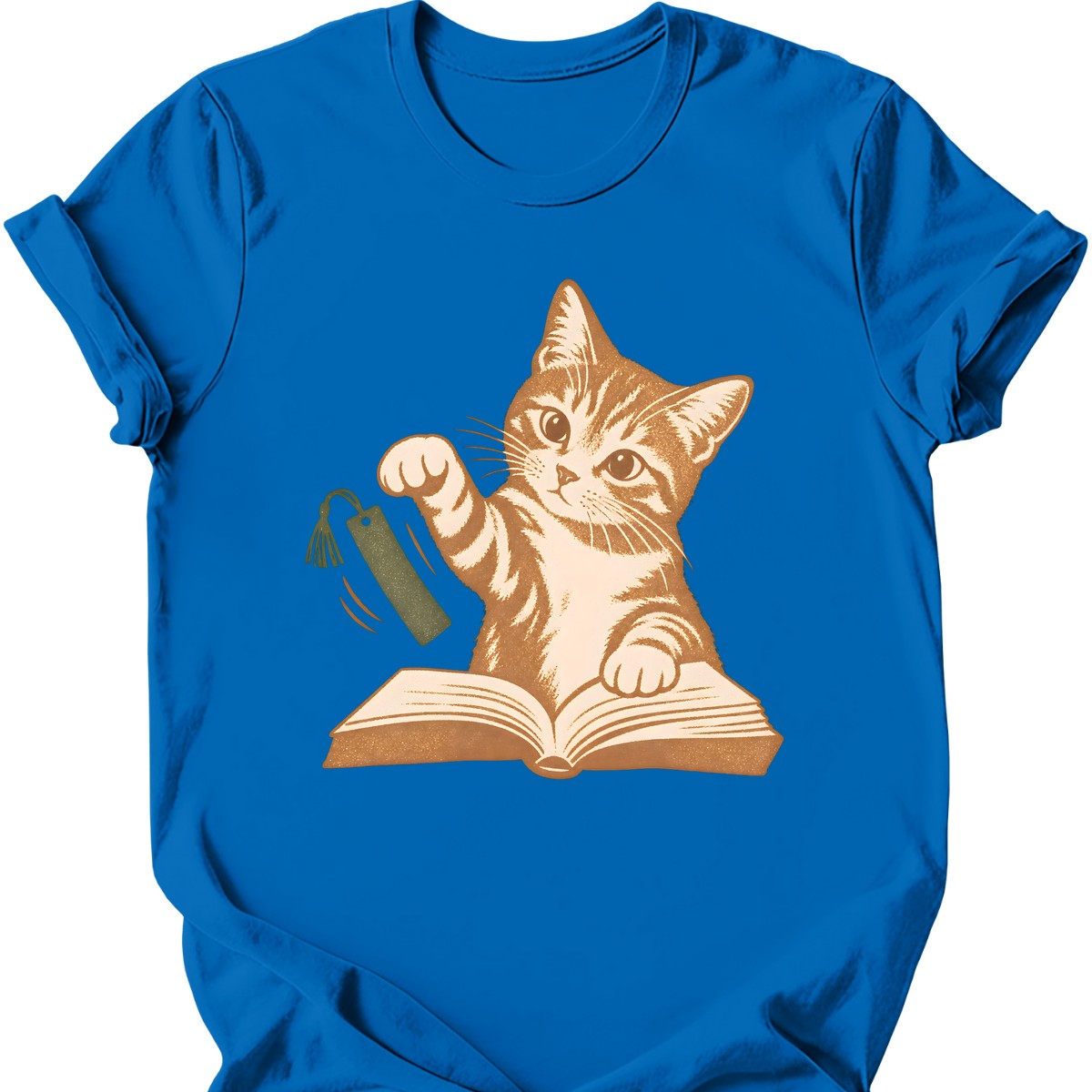 Bookmark Thief Cat T-Shirt — Royal