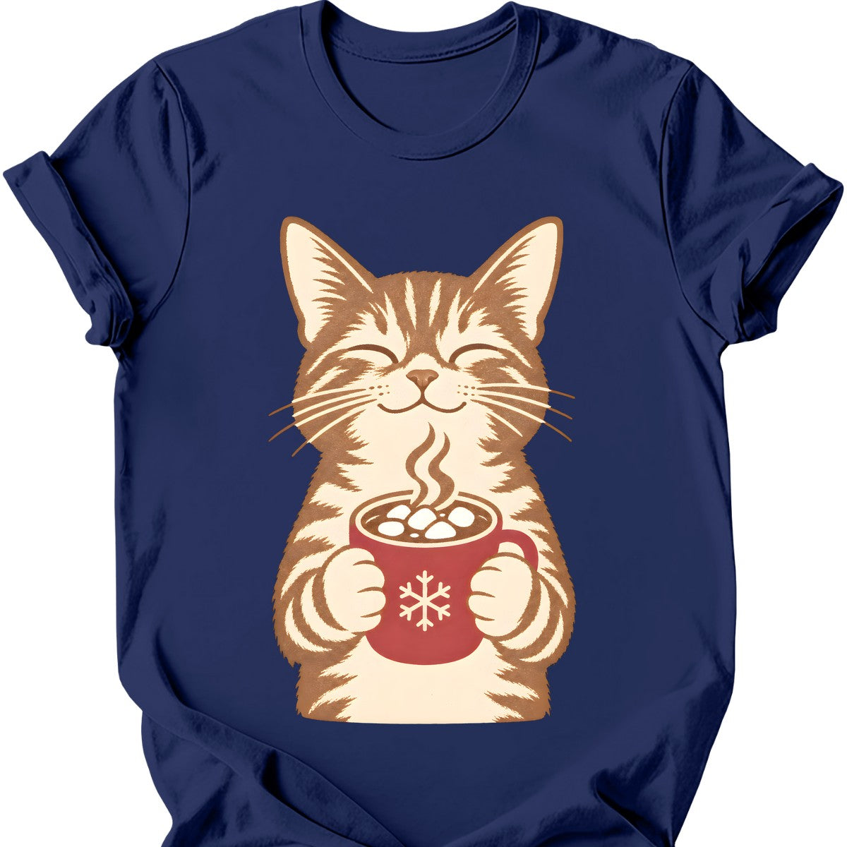 Hot Cocoa Cat T-Shirt — Navy