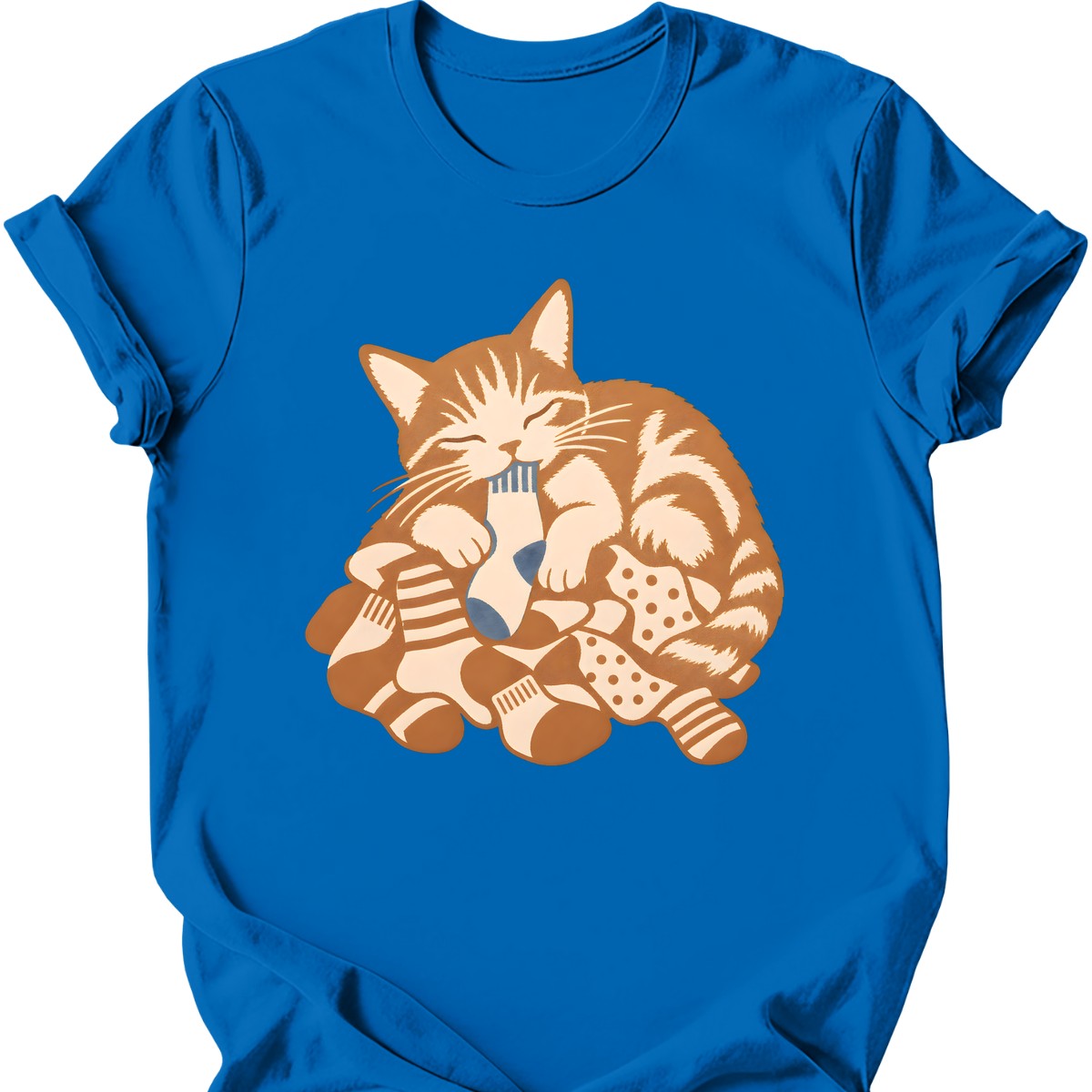 Sock Thief Cat T-Shirt — Royal