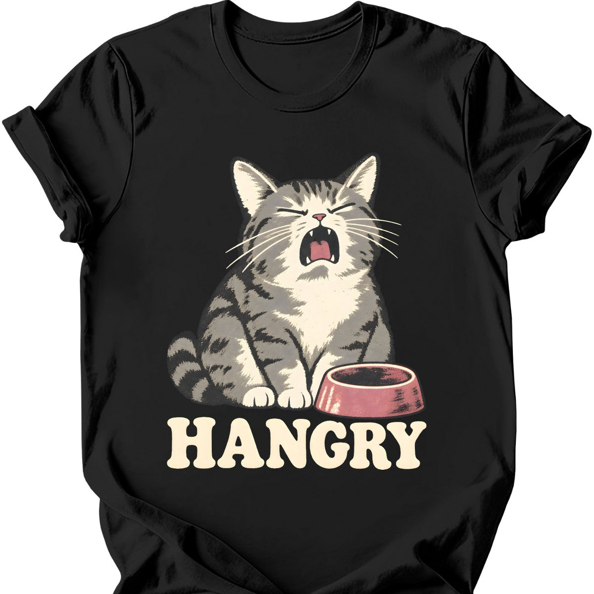 Hangry Cat T-Shirt — Black