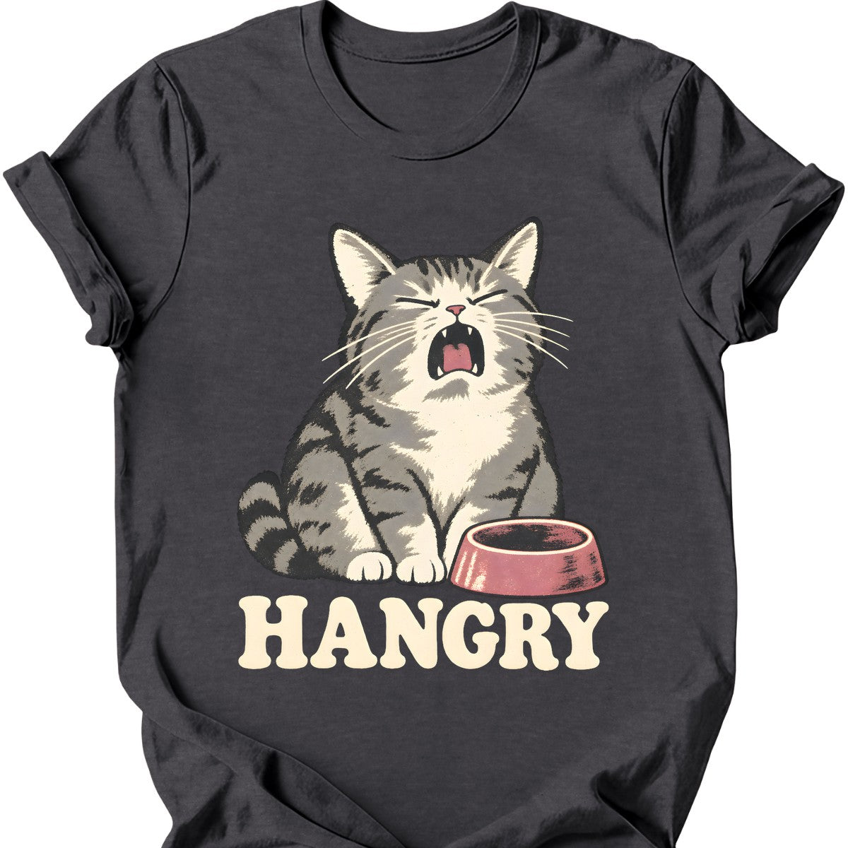 Hangry Cat T-Shirt — Dark Heather