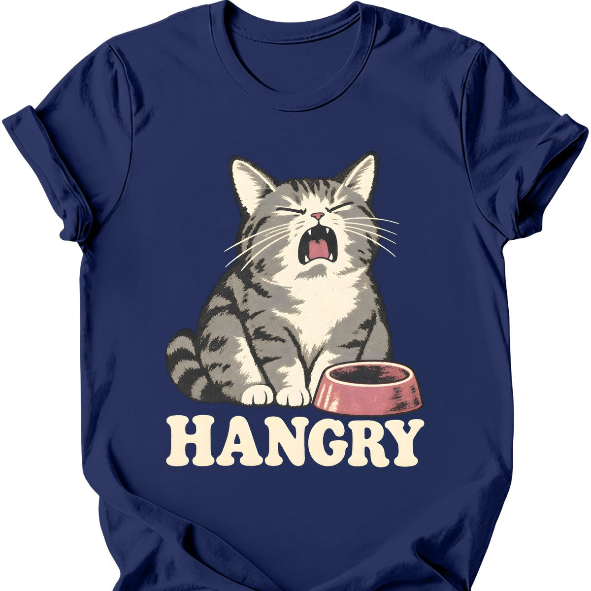 Hangry Cat T-Shirt — Navy
