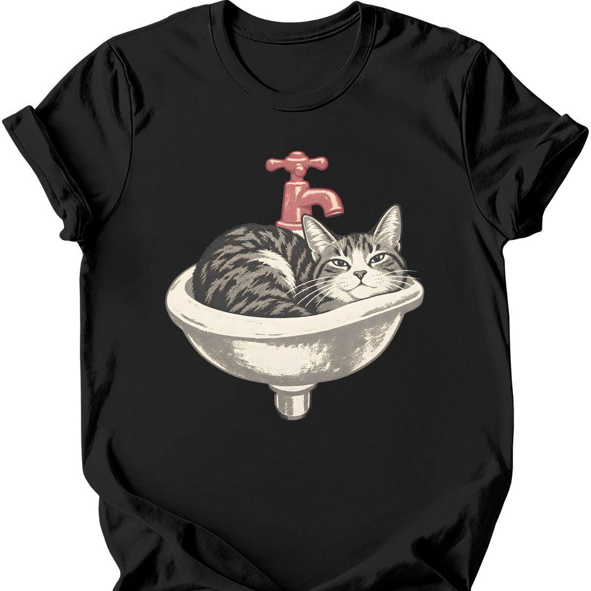 Sink Cat T-Shirt — Black