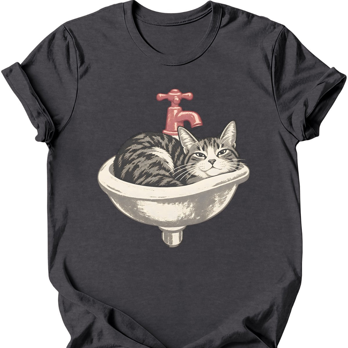 Sink Cat T-Shirt — Dark Heather