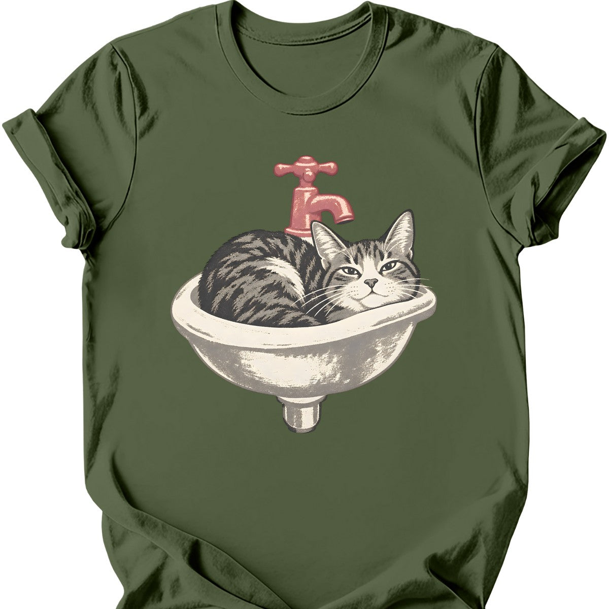Sink Cat T-Shirt — Military Green