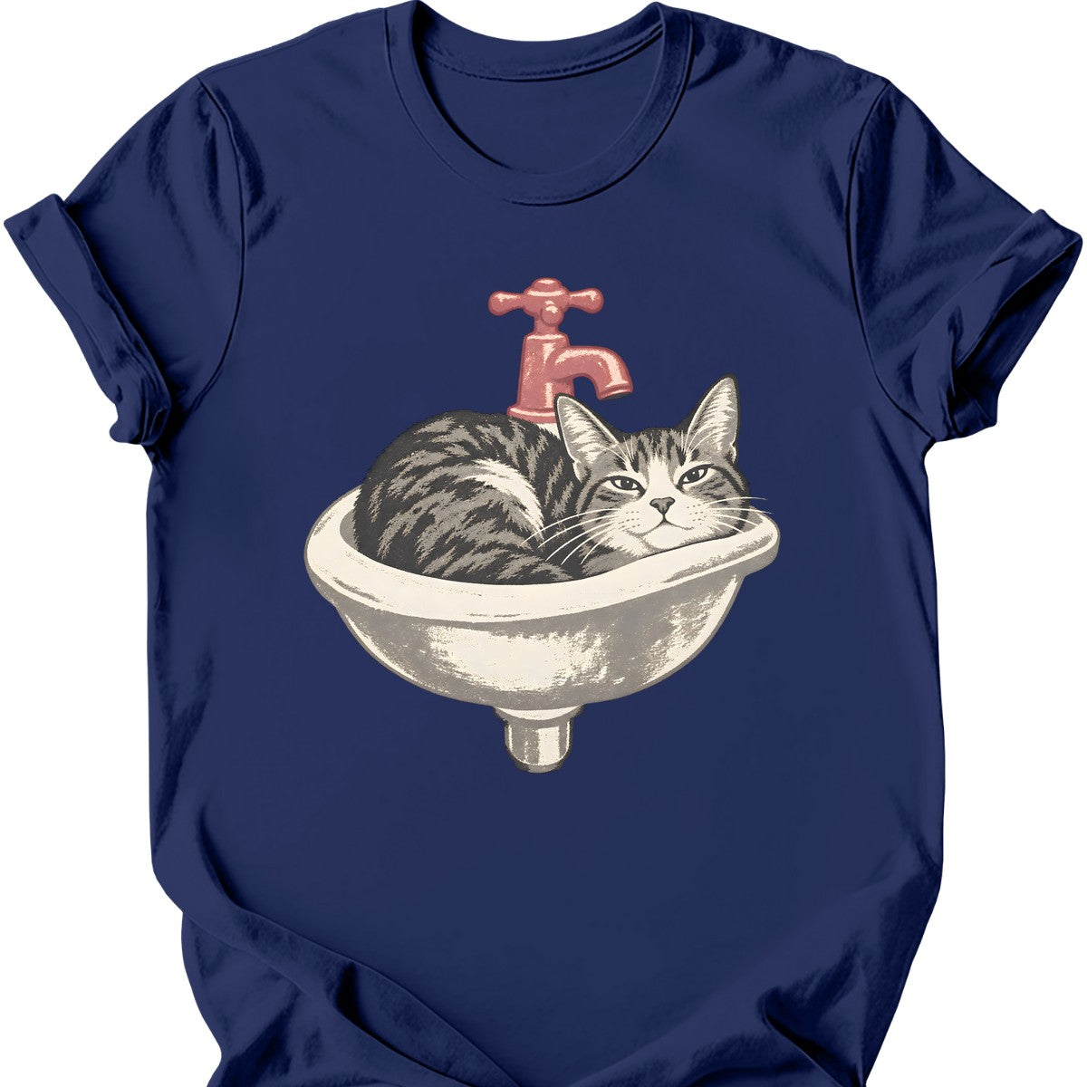 Sink Cat T-Shirt — Navy