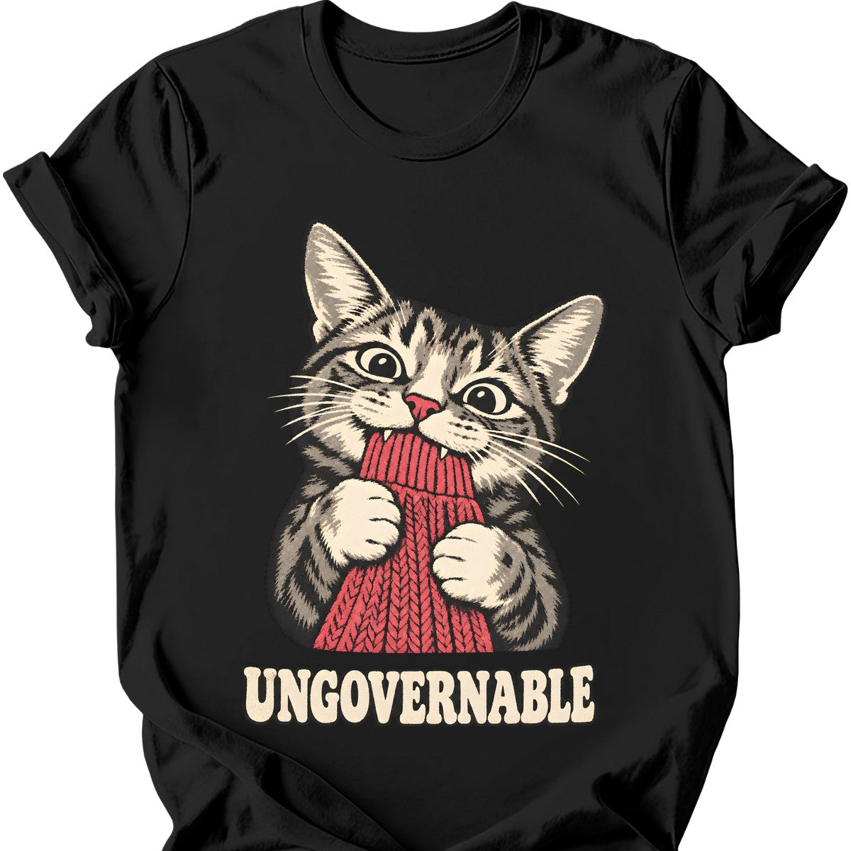 Ungovernable Cat T-Shirt — Black