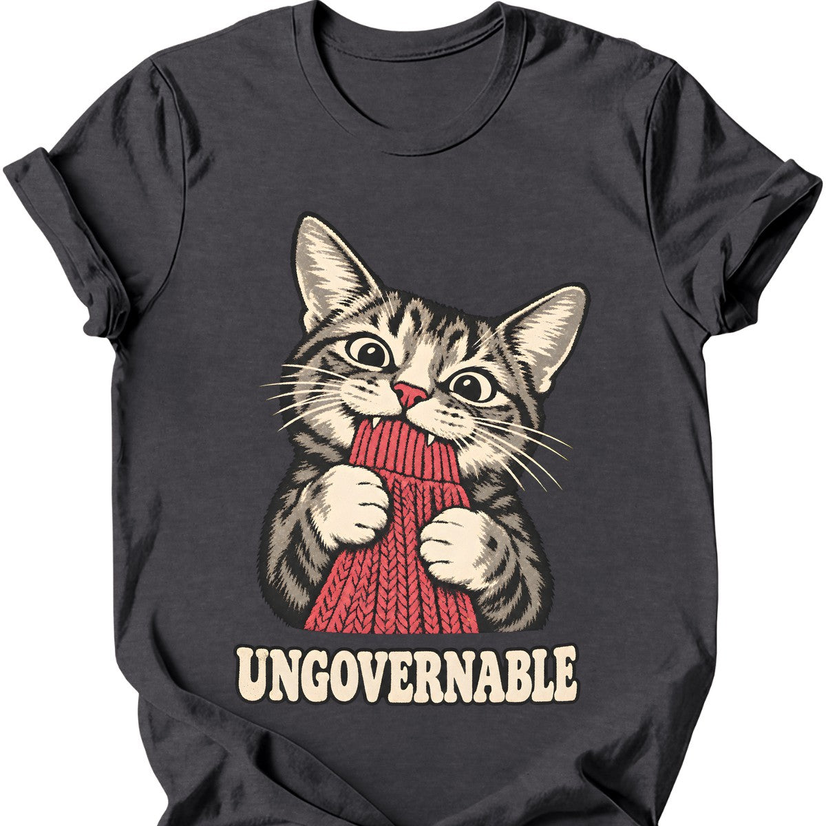 Ungovernable Cat T-Shirt — Dark Heather