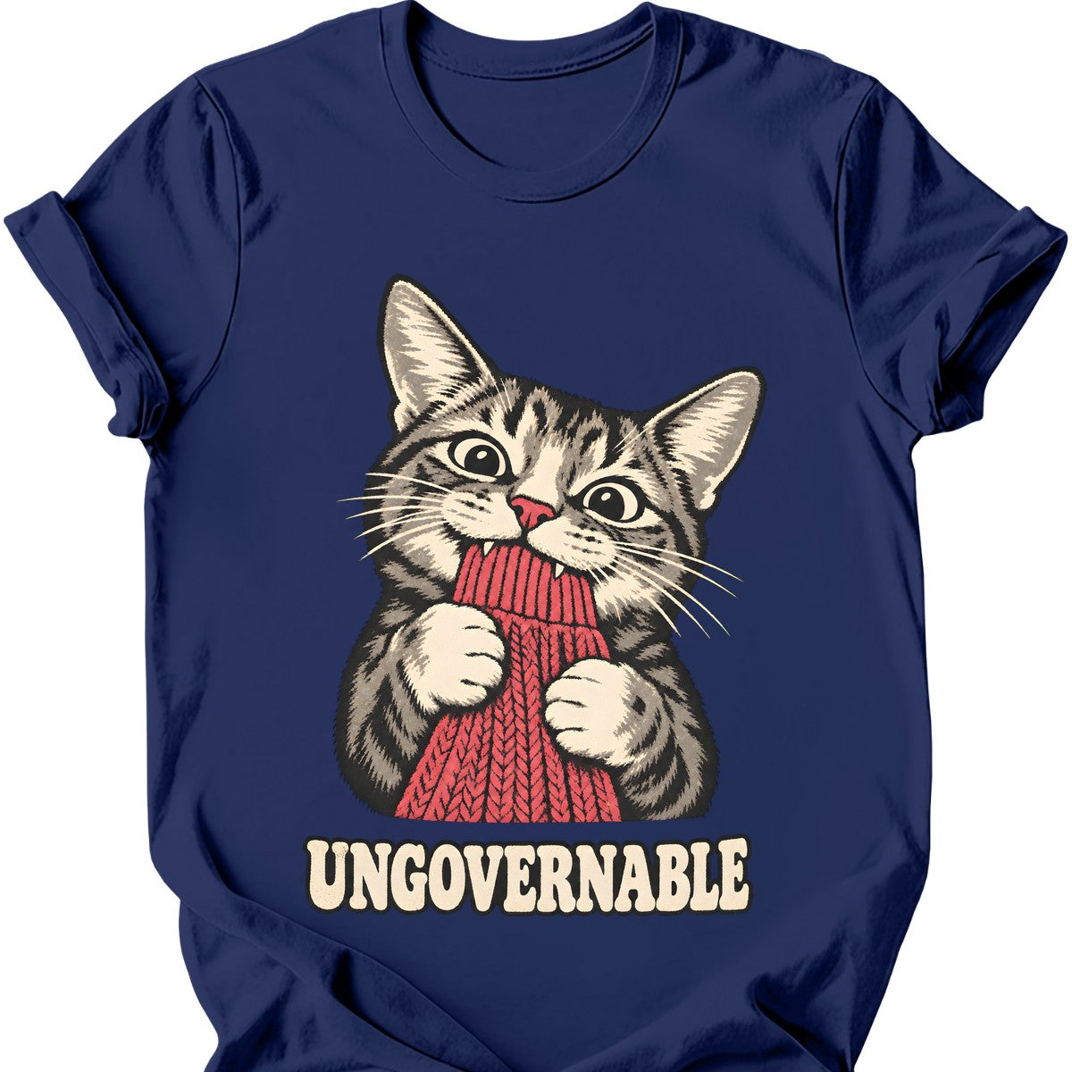 Ungovernable Cat T-Shirt — Navy