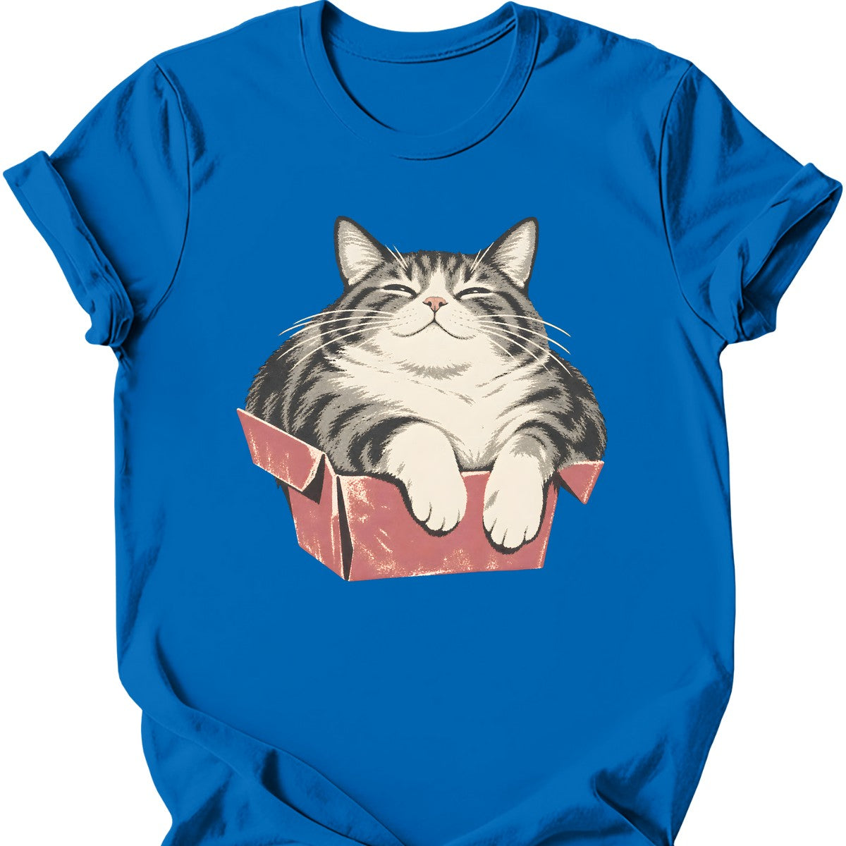 Too Small Box Cat T-Shirt — Royal