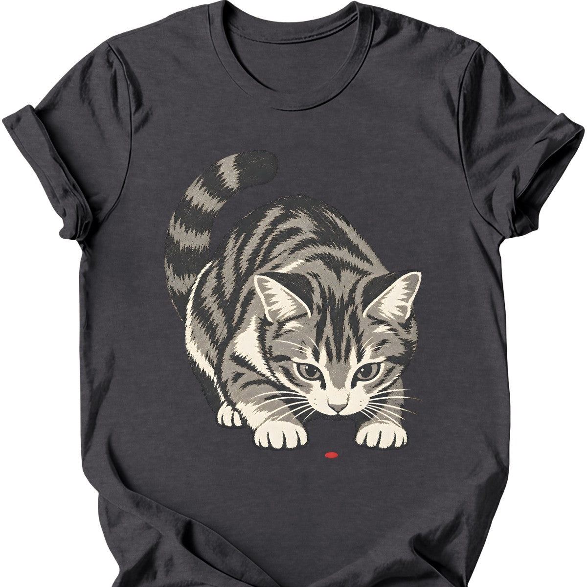 Red Dot Cat T-Shirt — Dark Heather