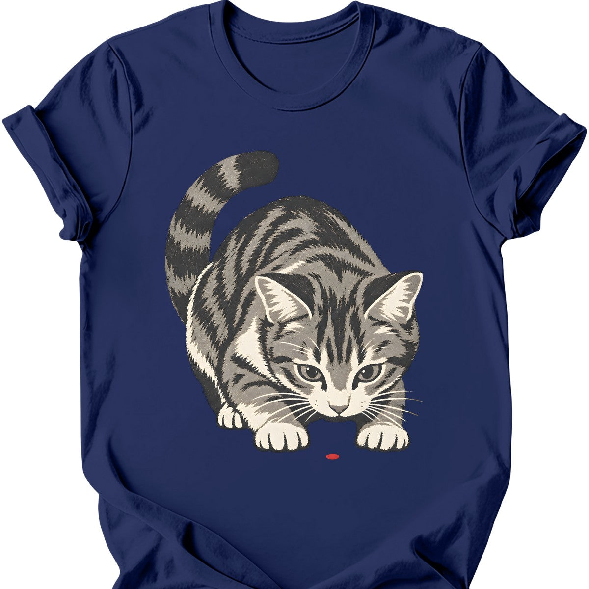Red Dot Cat T-Shirt — Navy