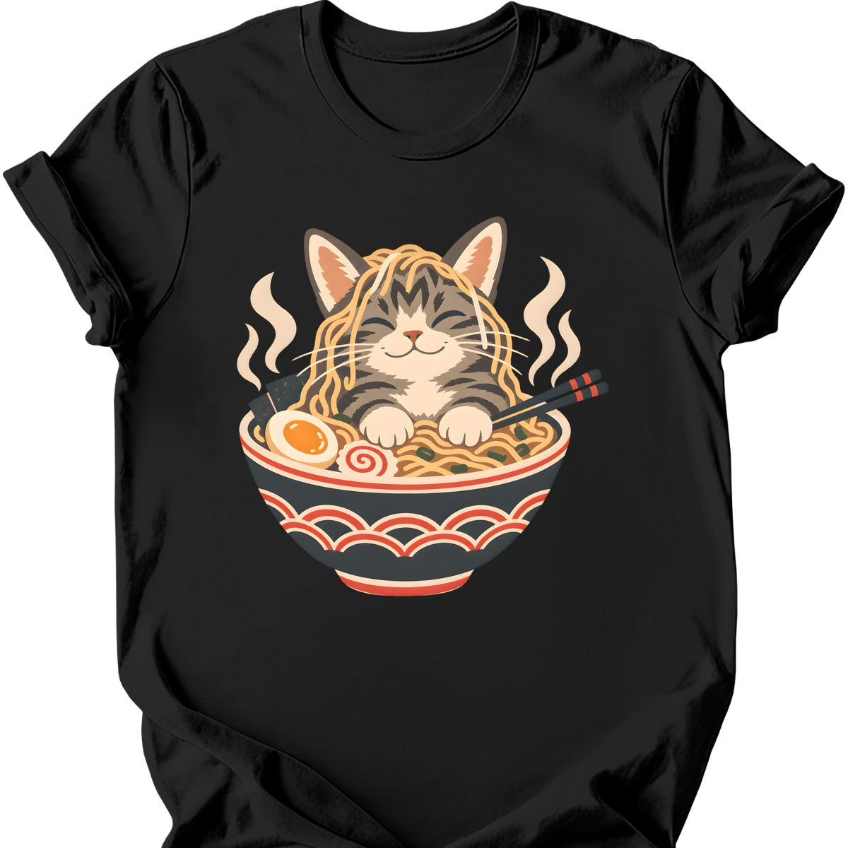 Ramen Cat T-Shirt — Black