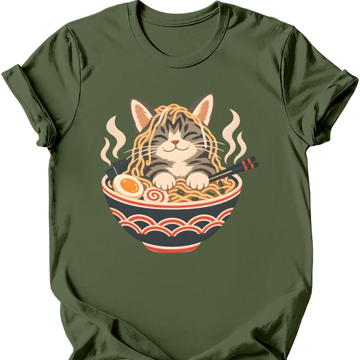 Ramen Cat T-Shirt — Military Green