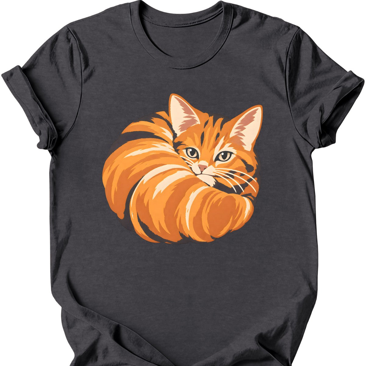 Croissant Cat T-Shirt — Dark Heather